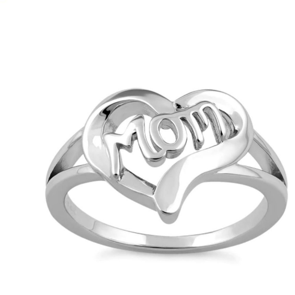 925 STERLING SILVER Mom Mother's Day Heart Ring - Picture 16 of 16